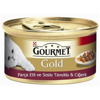 Proplan Gourmet Gold Parça Etli Soslu Tavuklu Ciğerli Kedi Konservesi